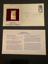 US 22kt 1990 gold replica stamp FDC 'US Lighthouses Admiralty Head' Lot 293