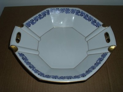 Tillowitz Reinhold Schlegelmilch Schlesien Jugendstil (?) Schale: weiß blau gold