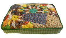 VTG Pillow Crazy Quilt Handmade Patchwork 13x10 Gingham Trim Quilted Boho Hippie