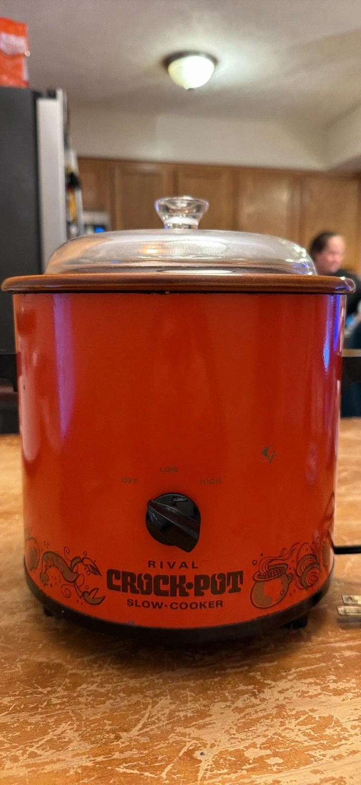 Rare Vintage Rival Crock Pot Model 3100/2 Flame Orange Tested Works