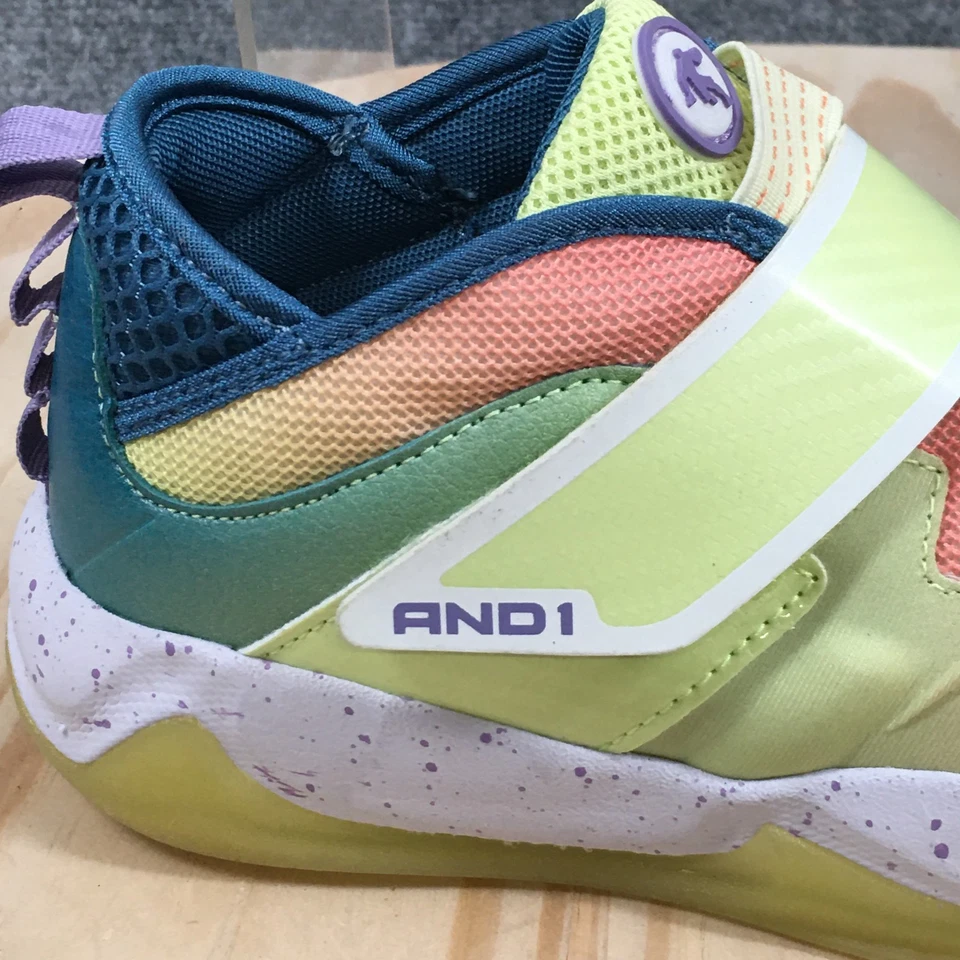 AND1 Zapatos Jóvenes 3 Niños Baloncesto Atlético Medio Top Tenis Verde Multicolor Foto 4 de 4