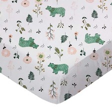 Fitted Pack N Play Sheet 31x39 inches, 100 Cotton, Hypoallergenic, Woodland