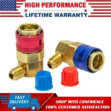 A/C HVAC Manifold 1/4" SAE Brass Air Conditioning Quick Connect Coupler Adapter