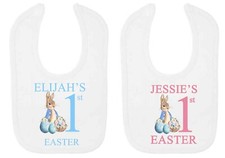 Peter Rabbit 1st Easter Personalised Baby Bib - Printed with name
