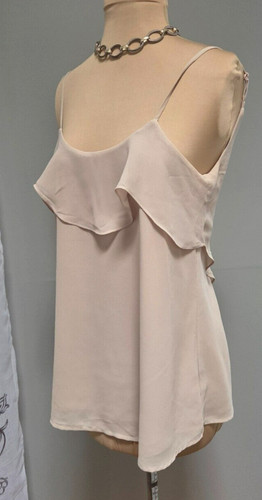 Naked Zebra size Small Beige Tan Camel ruffle crepe cami