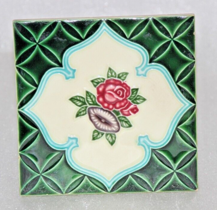 Vintage Fine Colourful Flower Embossed Ceramic Tile Wall Décor