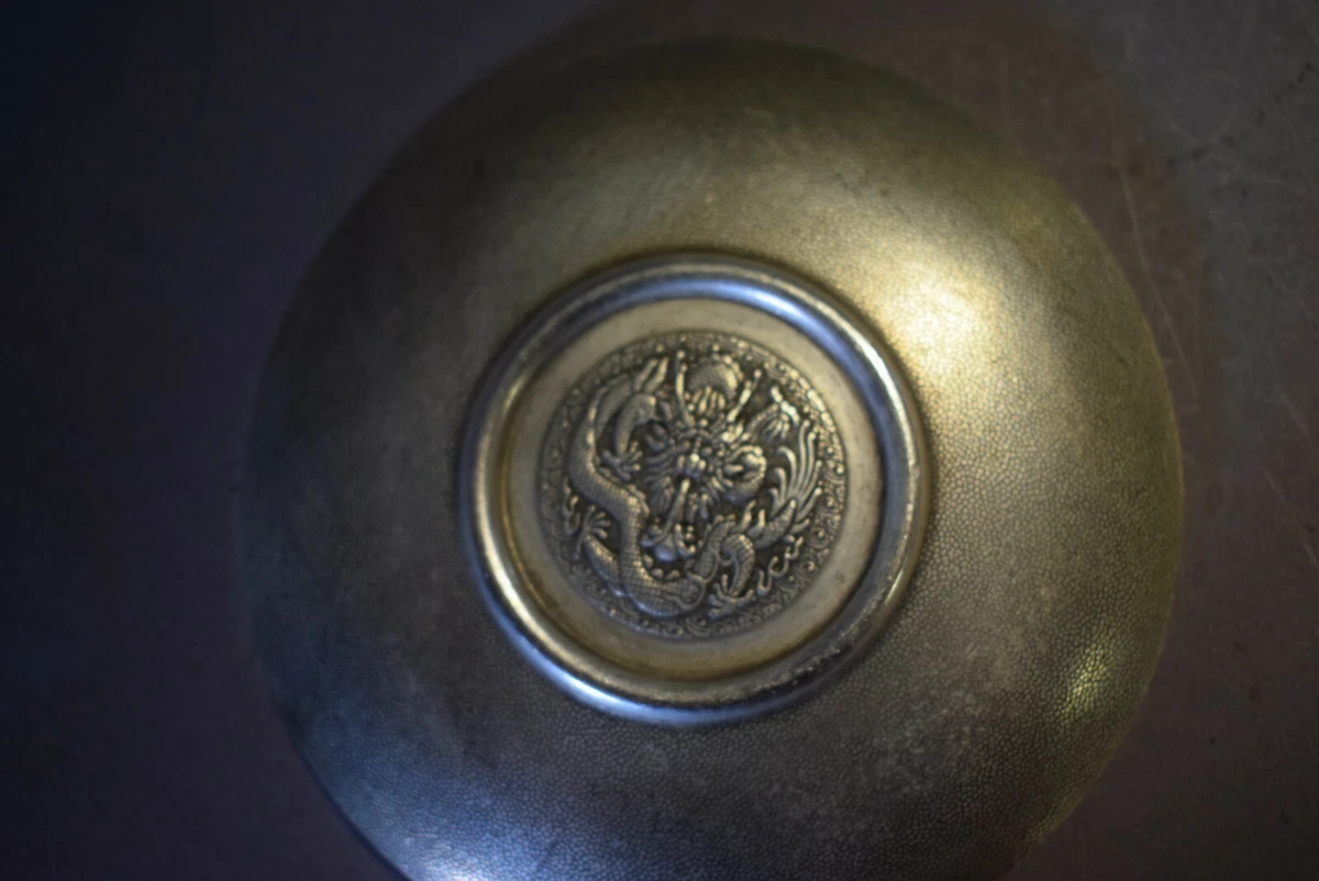 Teller-China, Bronze-versilbert, 12 Tierkreiszeichen, Drachen, Ø10cm