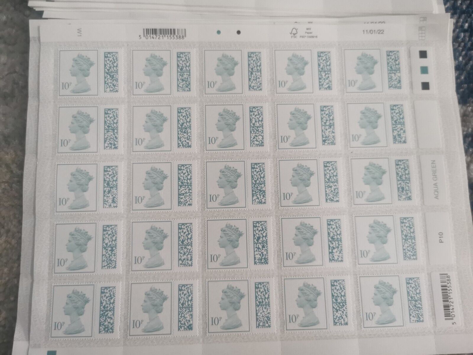 Royal Mail Stamps Sheets of 1p, 2p, 5p, 10p, 25 per sheet Barcoded 2023