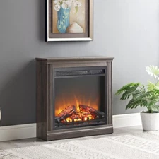 18" Insert Electric Fireplace Ultra Thin Heater with Log Set & Realistic Flame