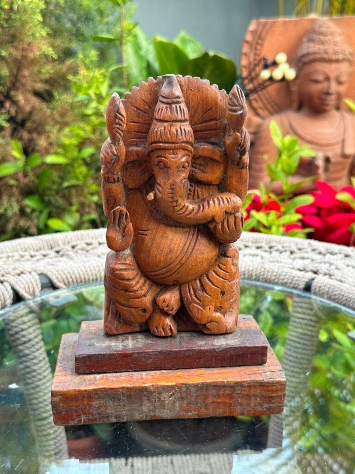 Antique Rare Wooden Hand Crafted Hindu God Ganesha Sculpture - Изображение 2 из 4