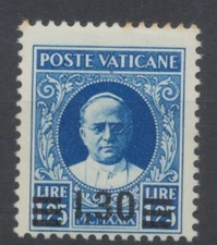 Vatican City Stamps: 1934 Pope Pius XI 1l.30 on 1l.25 blue. Mint SG36  CV £180