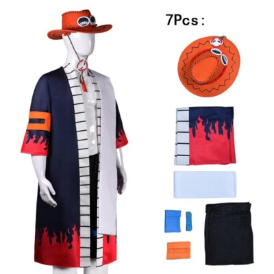 Cosplay One Piece Portgas D Ace Kostüm Halloween Karneval Anzug Full Set Outfits
