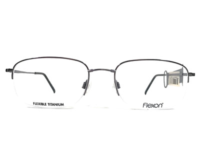 Flexon Eyeglasses Frames 606 GUNMETAL Gray Rectangle Half Rim 54-19-140