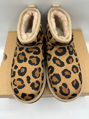 UGG Classic Ultra Mini Spotty Shearling Boot Cheetah Leopard Size