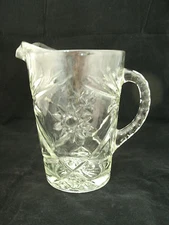 Vintage Anchor Hocking EARLY AMERICAN PRESCUT Clear 54 oz 8" Pitcher EAPG Star 2