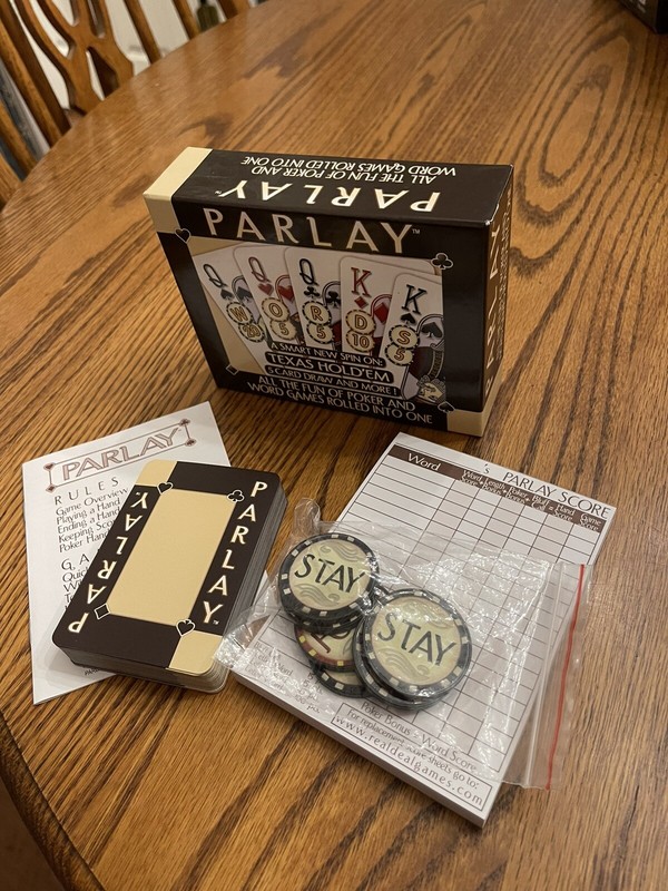 Parlay Card Game, Real Deal Games, Age 9+, Poker & Word Game Mashup, Used Once!