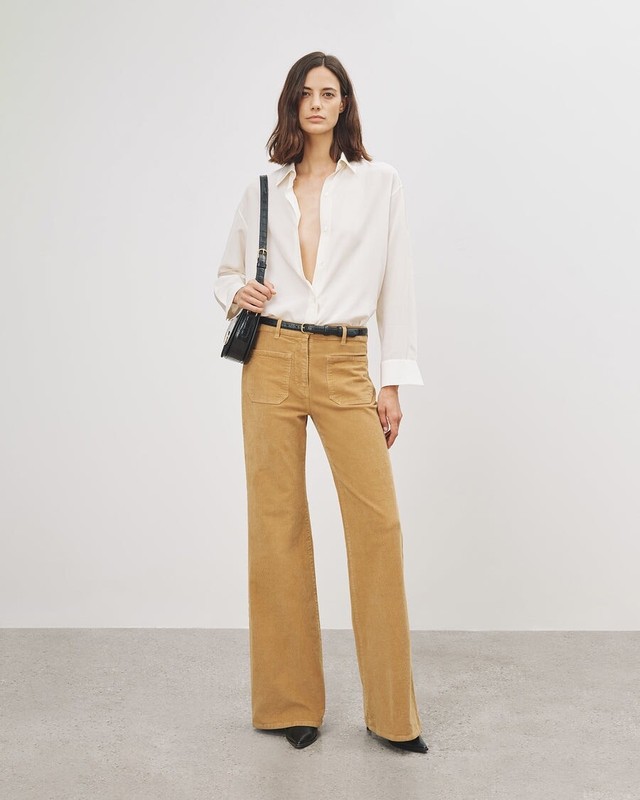 Nili Lotan Florence Pant Camel 12 Nwt  $395  Corduroy Cord Cotton Blend