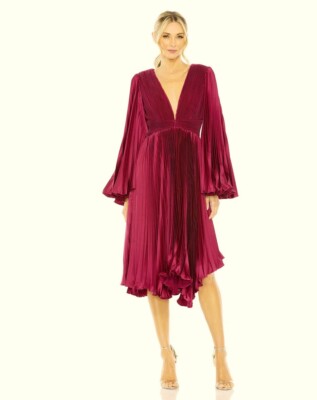 burgundy satin long sleeve dress Maxi Long Sleeve Satin Wrap Dress