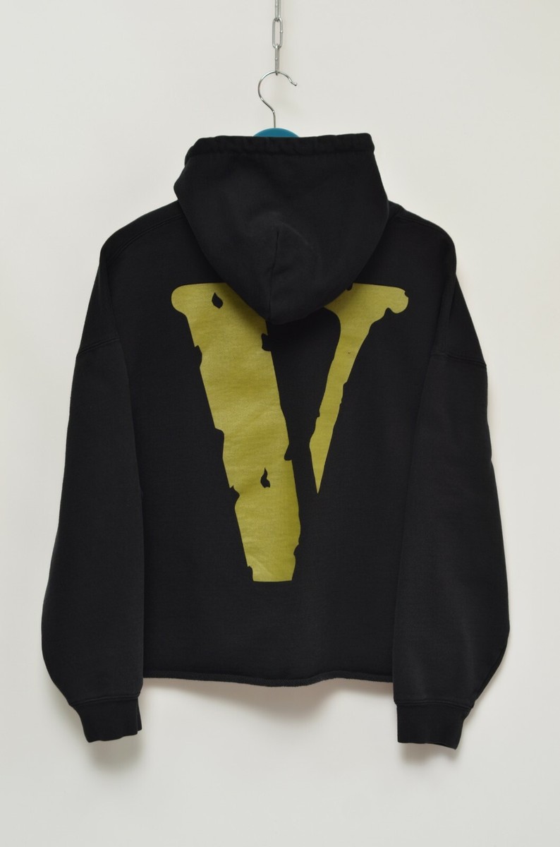 VLONE Men's Black Cotton FRIENDS Logo Cropped Cut Off Hoodie Size