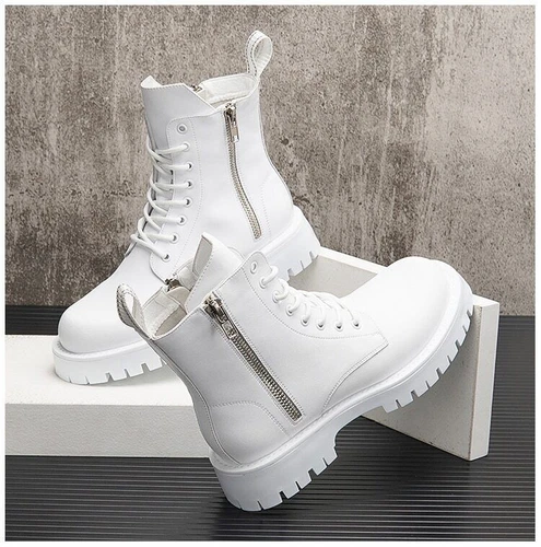 Hombres Botas Punk Prendas para el torso Altas Motocicleta Informales Botines Aumento de Altura Zapatos - Imagen 7 de 24