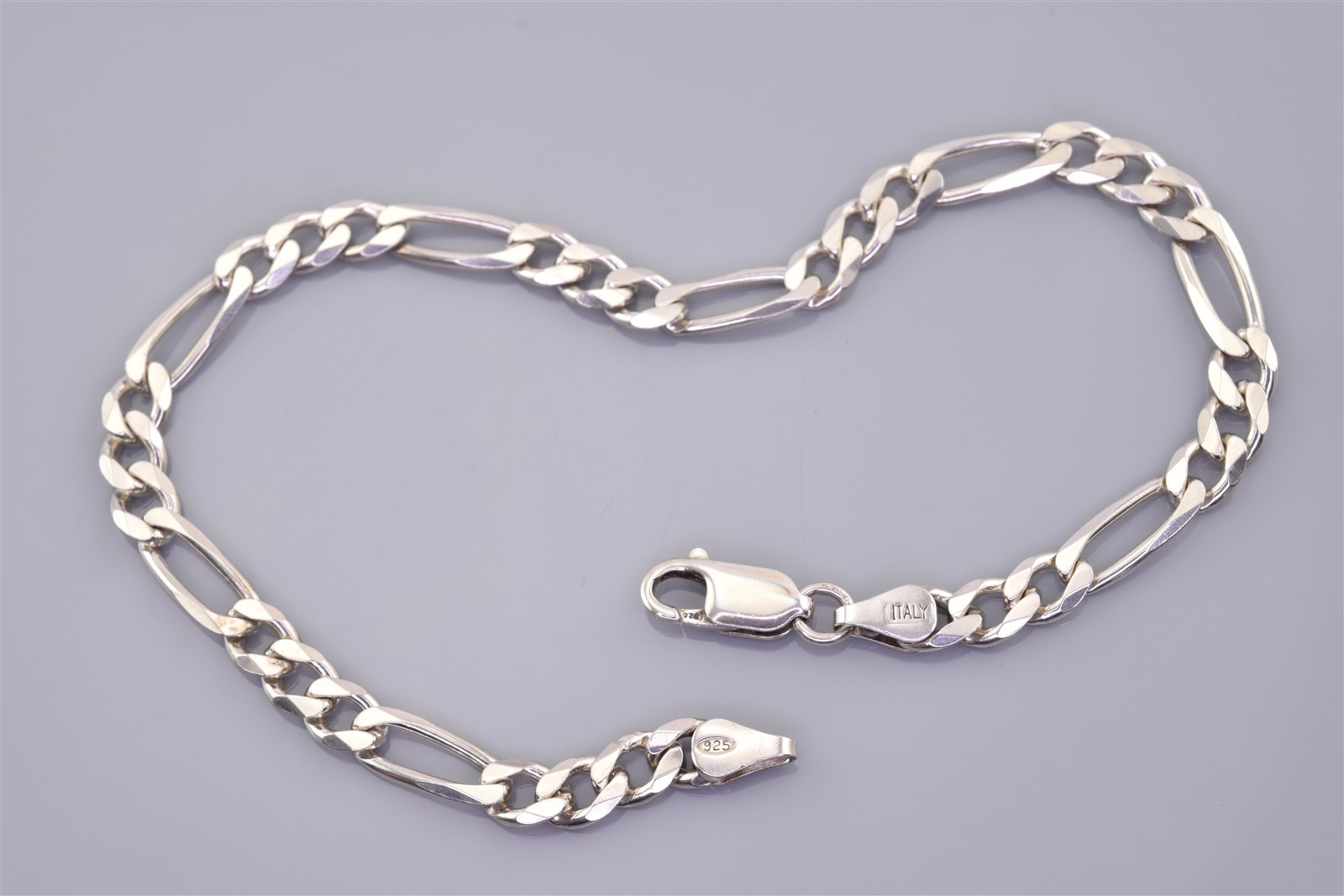 Sterling Silver Solid Figaro Link 925 Anklet Brac… - image 3