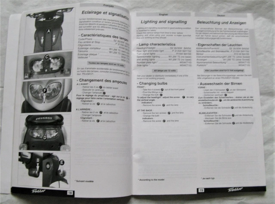 PEUGEOT Trekker Motorcycle Owners Handbook 2000 #11.739722.00 Multi-lingual - Image 2 of 4