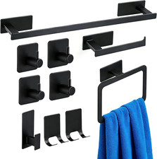 10 Pieces Bathroom Towel Bar Set, Stainless Steel Matte Black Bathroom Hardware