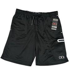 2XIST Men’s Athletic Shorts Black Logo Drawstring L New