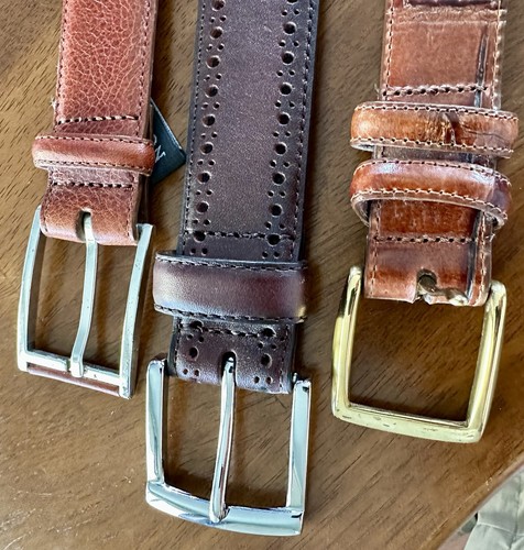 Cinturones para hombre (lote de 3) talla 36 (ajuste 32-34”) BRIGHTON (2) Johnson & Murphy (1) - Imagen 2 de 7