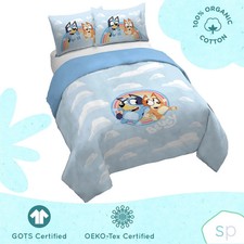 Bluey and Bingo Rainbow Clouds Full/Queen Duvet Cover  Sham Set 3 Piece