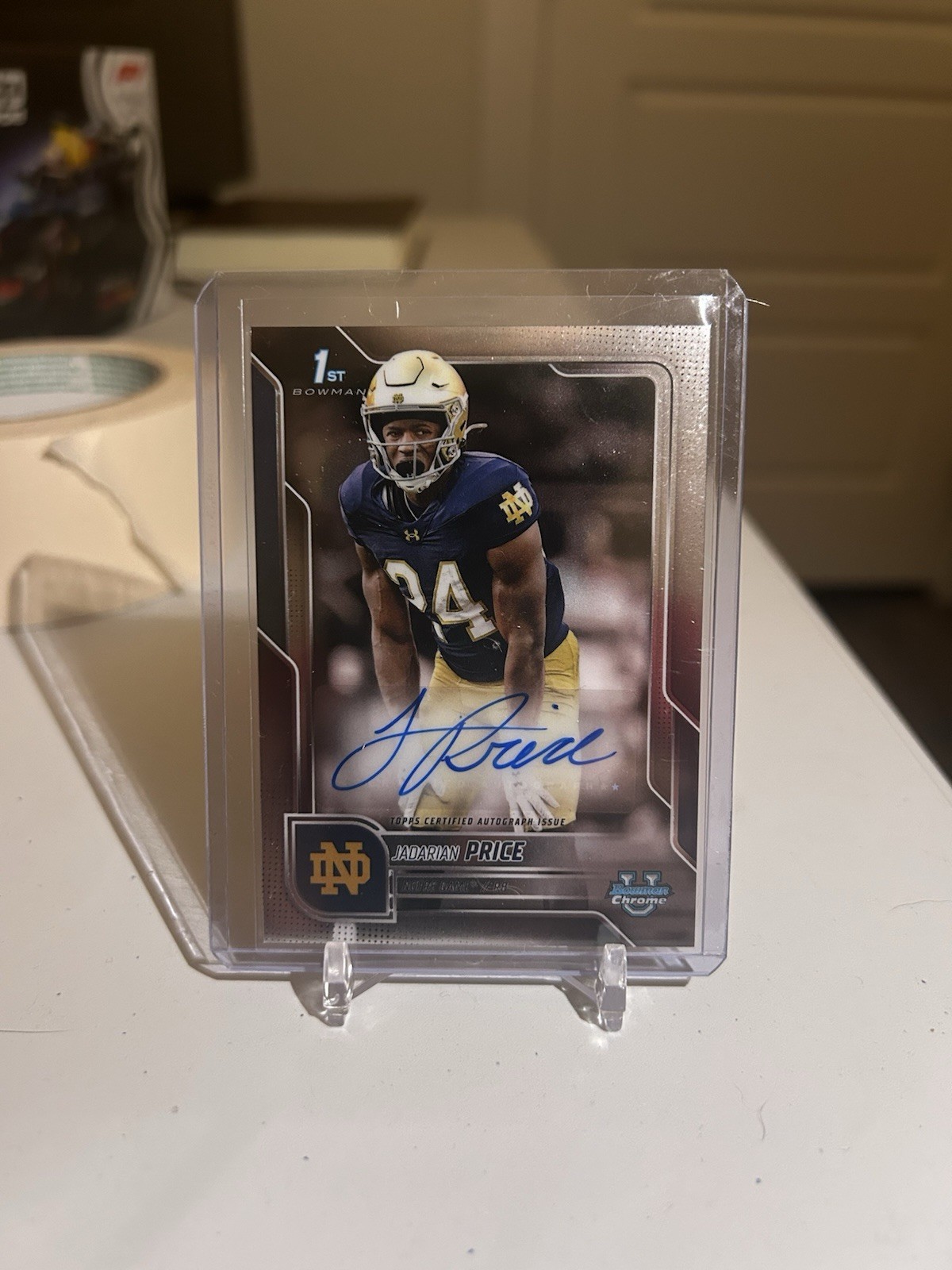Jadarian Price 2025 Bowman U Chrome 1st Chrome Prospect Auto #BCA-JPR Notre Dame