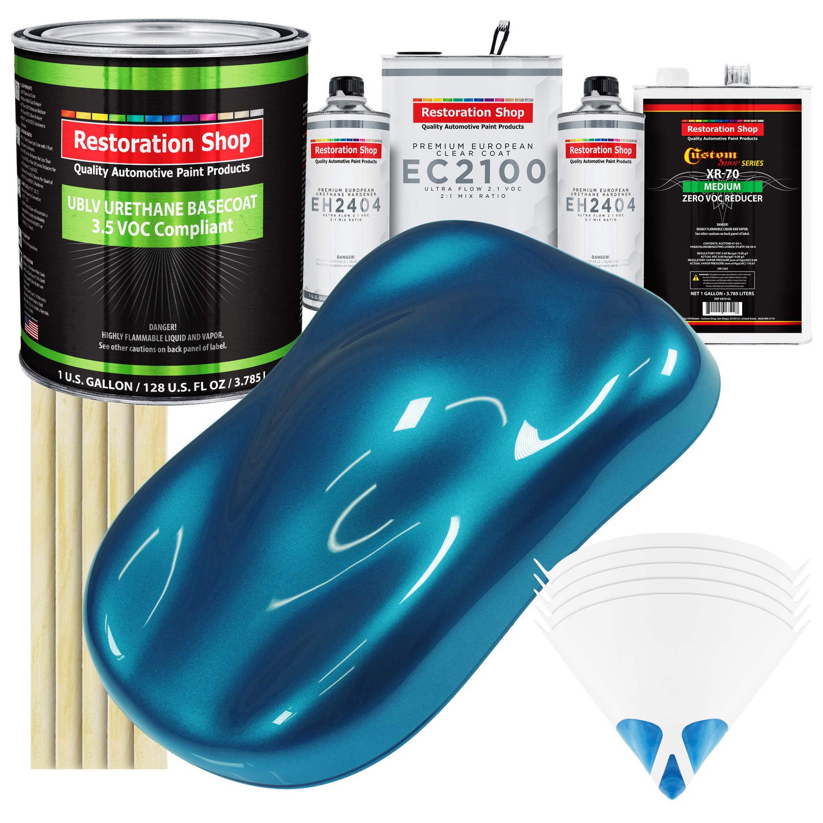 Cobra Blue Metallic LOW VOC Urethane Basecoat Gallon Kit & European Clear Coat