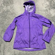 Columbia Jacket Kids Youth Small 7/8 Purple Hooded Windbreaker Rain