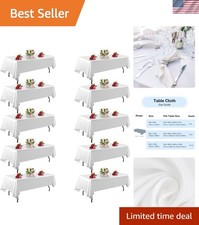 10 Pack White Table Cloth Rectangle Table 60 x 102 Inch Tablecloths for 6 Foo...