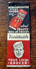 Vintage Matchbook: Radio Coffee, Roulston's Grocery, Brooklyn, NY Jersey Match