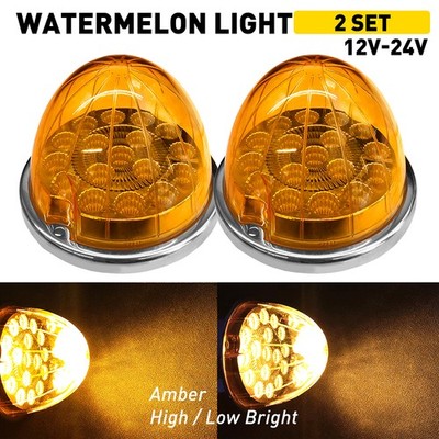 Amber LED Watermelon Lights Indicator Side Marker Clearance Lamp Truck Trailer