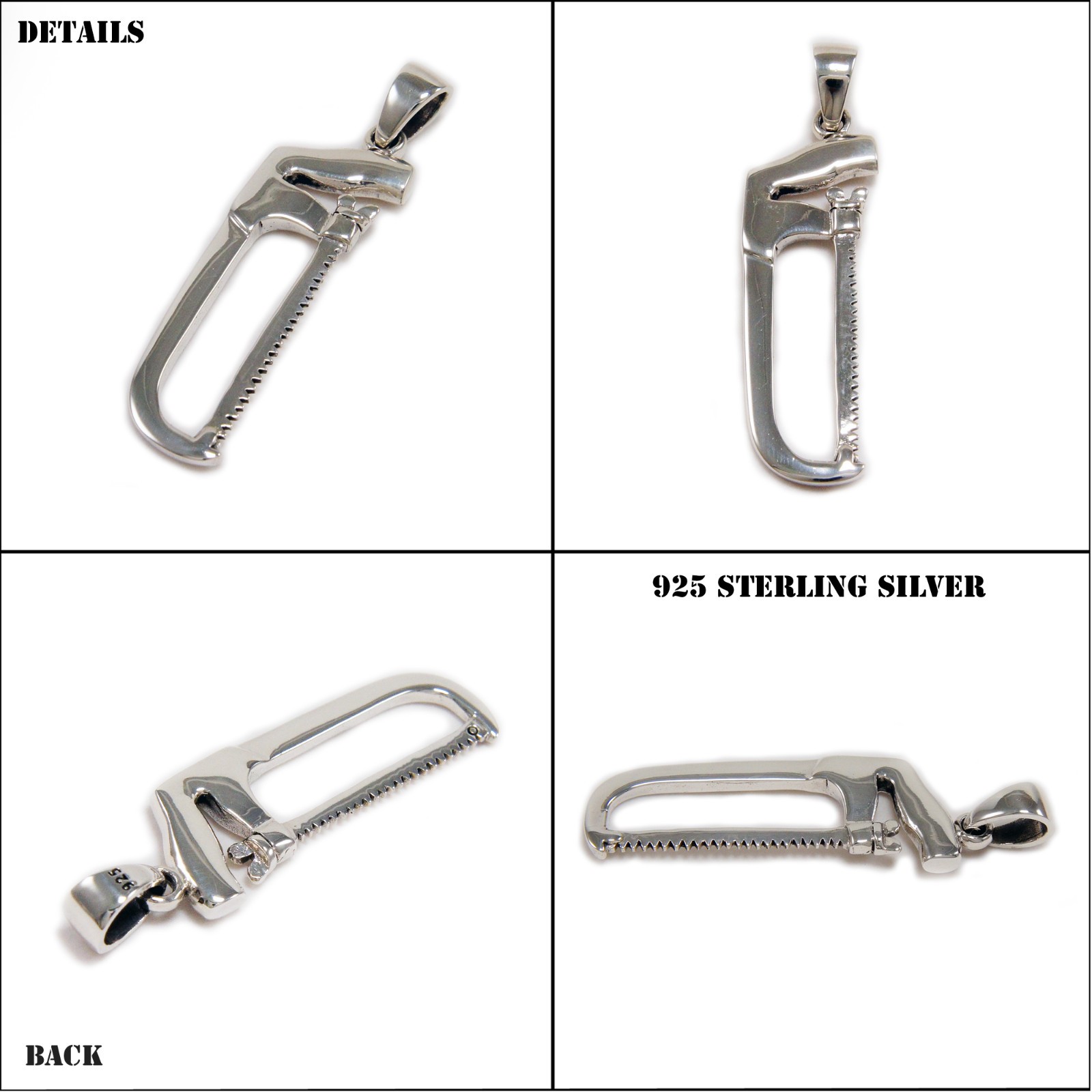 CARPENTER SAW TOOLS 925 STERLING SILVER PENDANT BIKER GOTHIC ROCKABILLY GD-003A