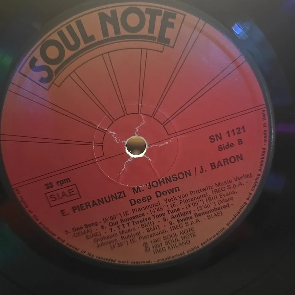 Enrico Pieranunzi,Marc Johnson,Joey Baron-Deep Down-1987 Italian Vinyl Record LP - Image 4 of 4