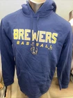 Majestic MLB Milwaukee Brewers Navy Fleece Hoodie Men’s NWT Baseball SIZES