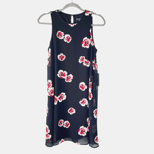 NWT Tommy Hilfiger Sleeveless Floral Shift Dress Lined Size 4 Navy Blue New