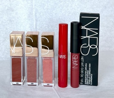 5PC NARS Afterglow Lip Shine Orgasm/Aragon/Unbroken/Climax Mascara/Lip Pencil