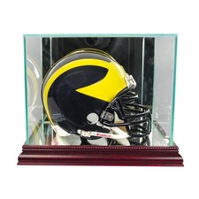 New Glass Mini Helmet Display Case Cherry Molding FREE SHIPPING Made US