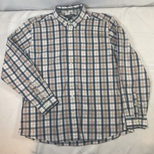 Eddie Bauer Men  s Button Down Classic White Blue Shirt - Size 2XL