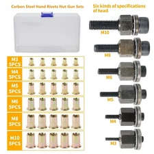 M3-M10 Rivet Nut Gun Head Nuts Easily Assemble Riveter Rivnut Tool Mandrel Kit