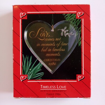 Hallmark Acrylic Ornament  TIMELESS LOVE  Vintage 1986  Original Box  QX3796