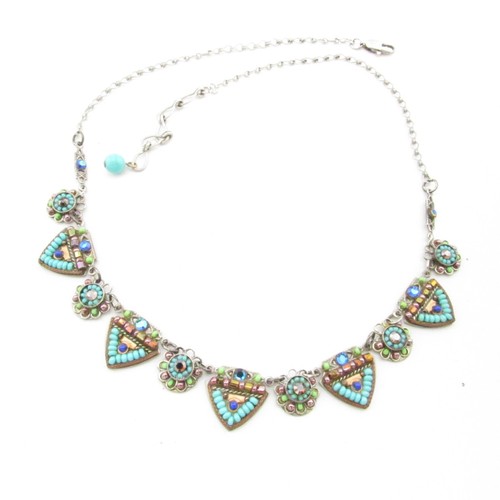 ADAYA Necklace Earring Crystal Micro Mosaic Art Deco Signed Chandelier Bib VTG - Picture 3 of 20