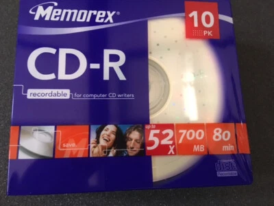 Memorex CD-R80 Blue 10Pack Sealed 80Min 700MB 52 X Speed See Pictures - Image 1 of 4