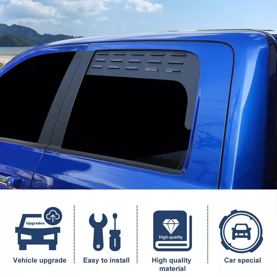 Black Rear Window Glass Louver Air Vent Blind Shutter Panel For RAM ...