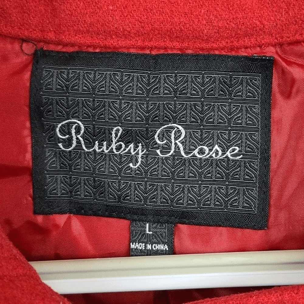 Vtg Ruby Rose Red double breasted Wool Peacoat Pr… - image 5