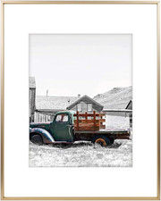 , 16X20 Gold Picture Frame Displays Photo 11X14 with Mat or 16 X 20 without Mat